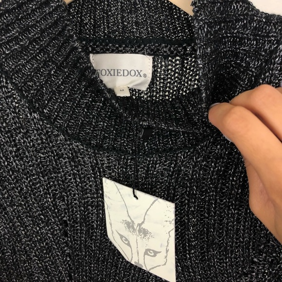 NWT Nasty Gal Foxiedox Knit Side Slit Mock Sweater - Picture 7 of 8